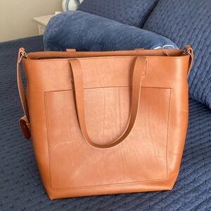Madewell Tan Leather Tote with Adjustable Strap